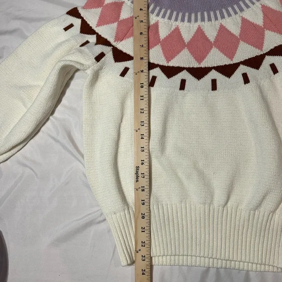 Free Assembly Cream Sweater with Pink and Purple Patterns- Cotton & Wool - Picture 12 of 15